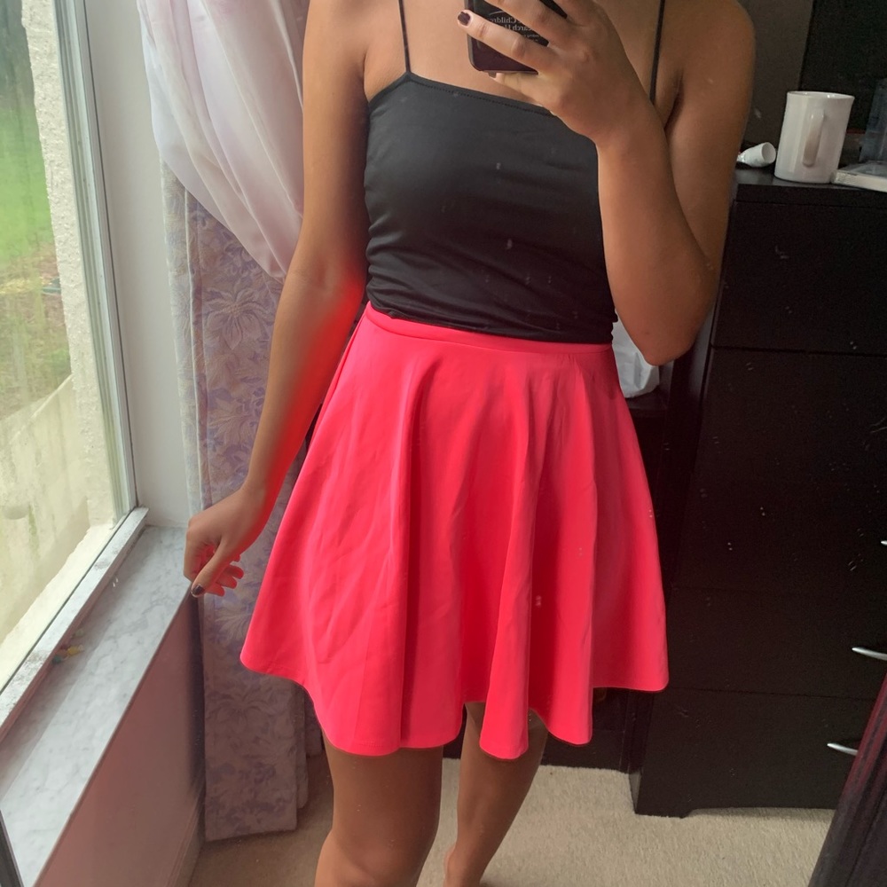 Neon pink skater skirt